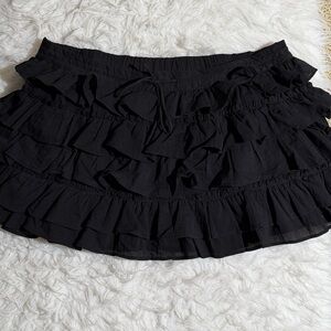 NWT H&M XXL Black Tiered Mini Skirt Flounce Bouncy Skirts